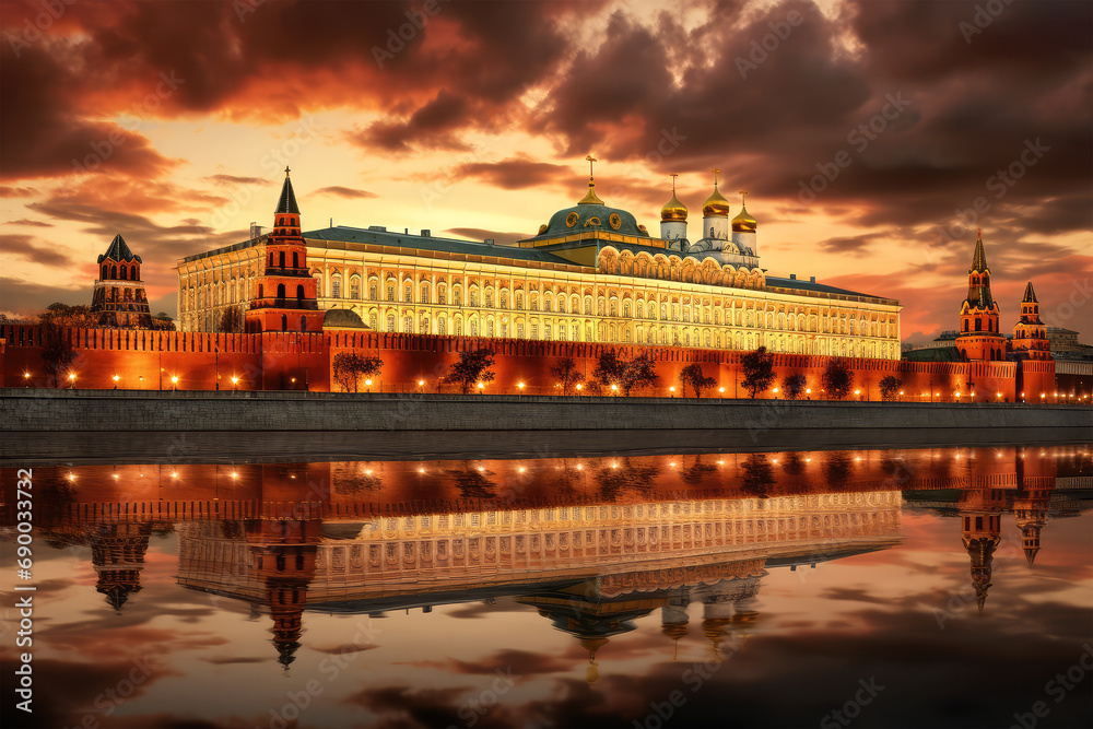 kremlin palace on background
