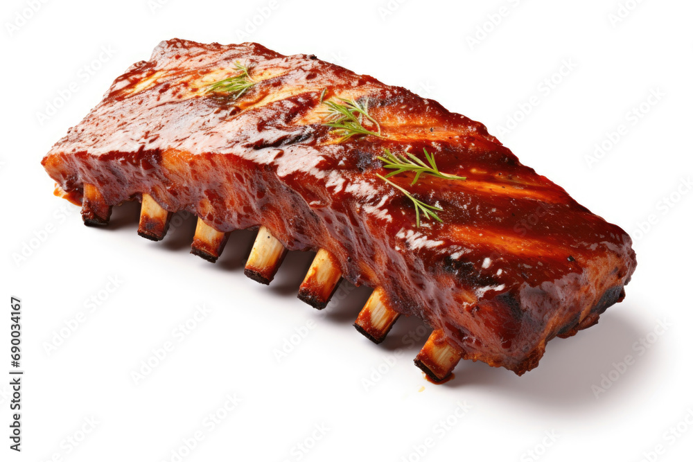 Roasted ribs on a white background