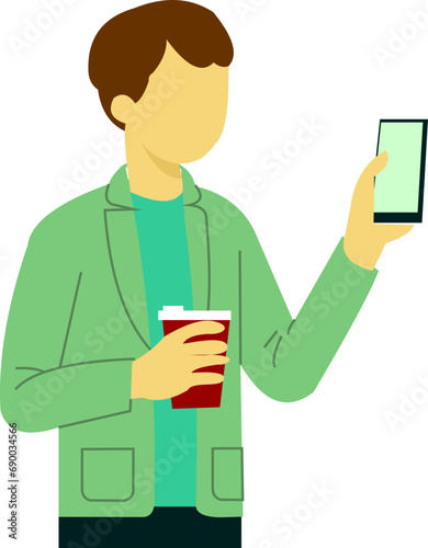 Bloky People Drinking Coffee Boy