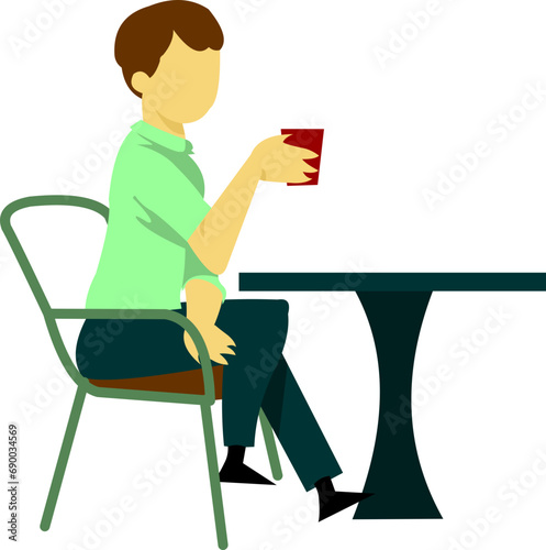Bloky People Drinking Coffee Boy