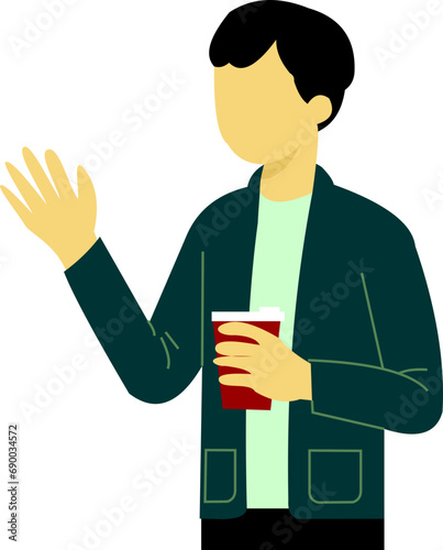 Bloky People Drinking Coffee Boy