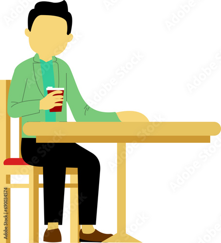 Bloky People Drinking Coffee Boy