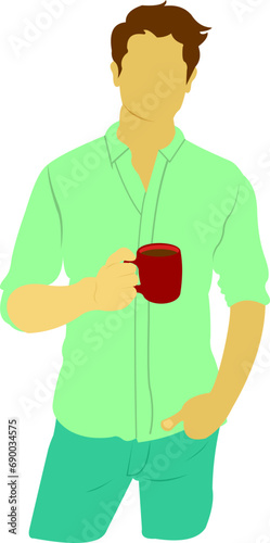 Bloky People Drinking Coffee Boy