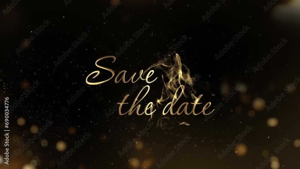 Footage Save the date with golden particles and beautiful blur
