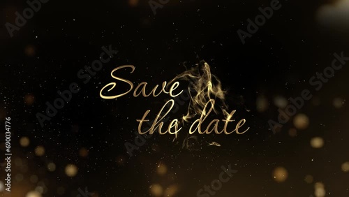 Footage Save the date with golden particles and beautiful blur photo