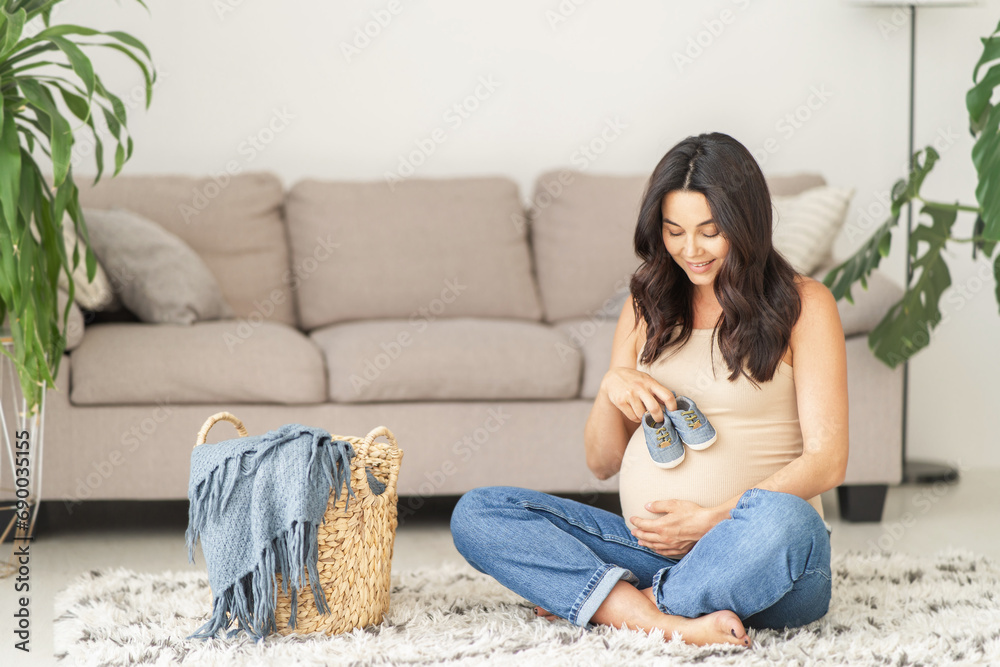 Pretty pregnant woman at home. Pretty pregnant woman at home.