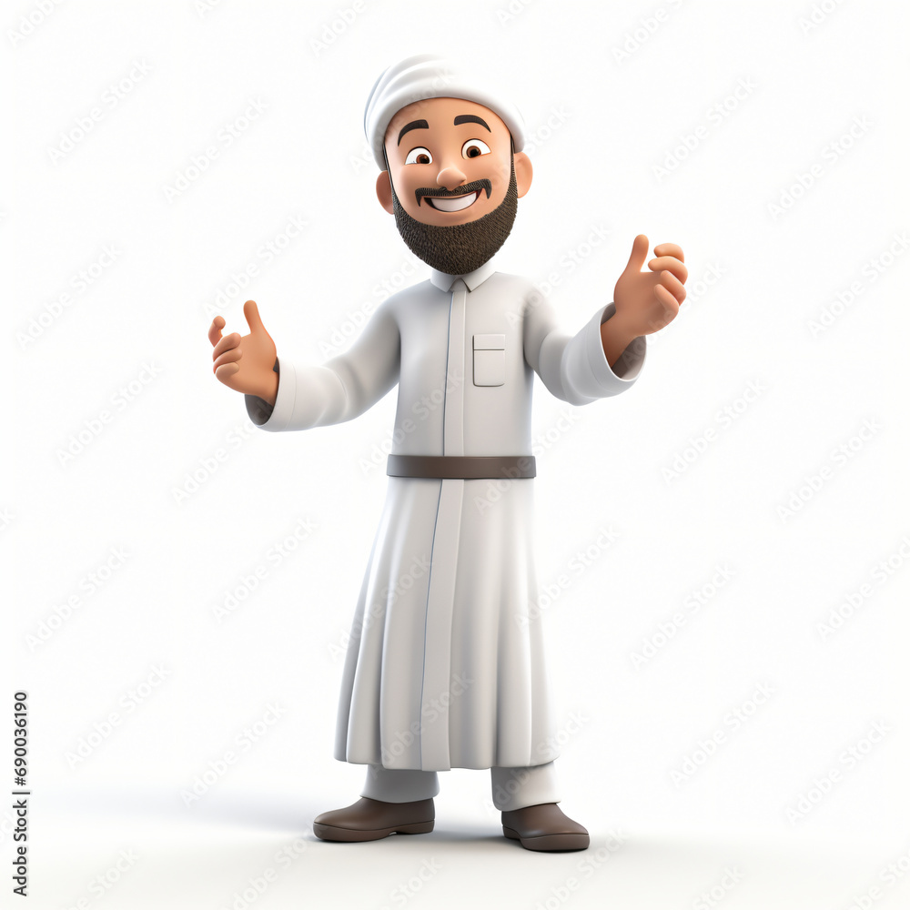 3d render boy cartoon character modern muslim isolated generative AI 3d render boy cartoon character modern muslim isolated generative AI