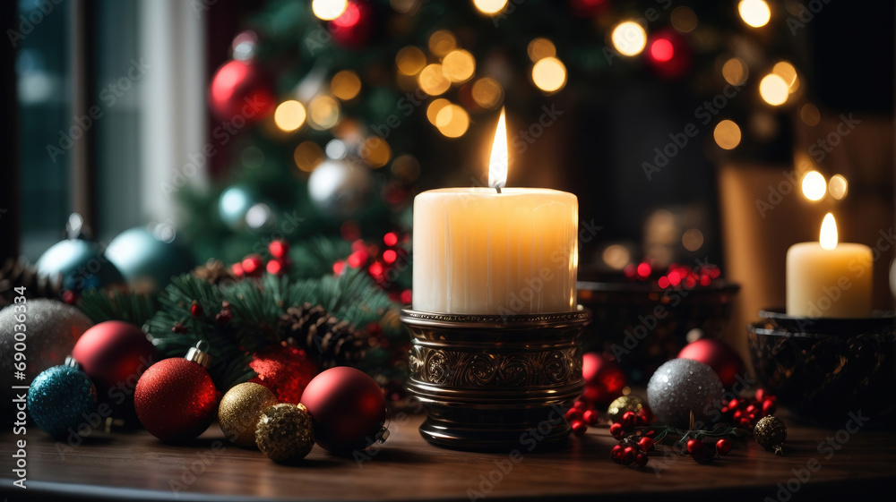 candles and christmas decorations candles and christmas decorations