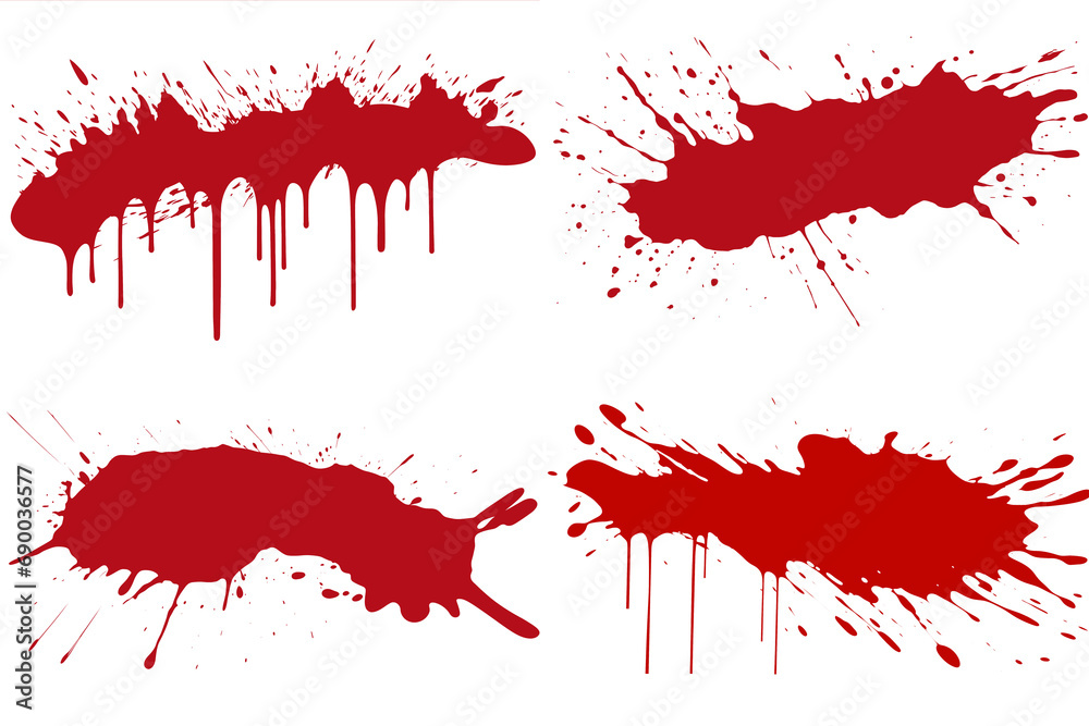 red paint splatter set isolated on transparent background - Design