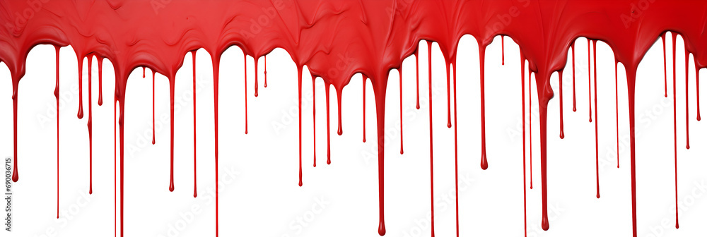 red dripping paint isolated on transparent background - Design element PNG cutout  - obrazy, fototapety, plakaty 