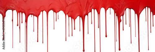 red dripping paint isolated on transparent background - Design element PNG cutout  photo