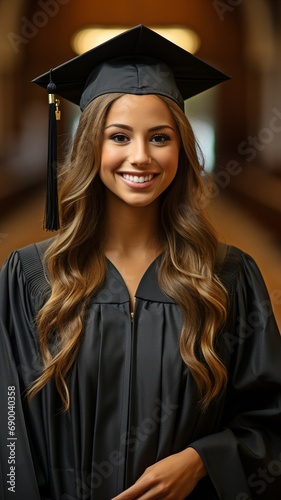 Upon graduating, a young Hispanic woman.
