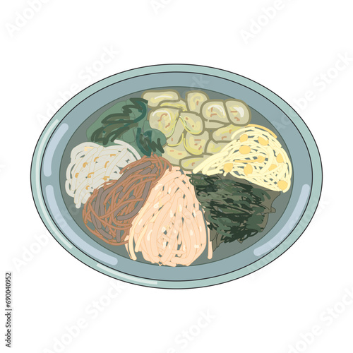 Culinary Delight: Asian Vegetable and Egg Fried Rice on white background in eps10