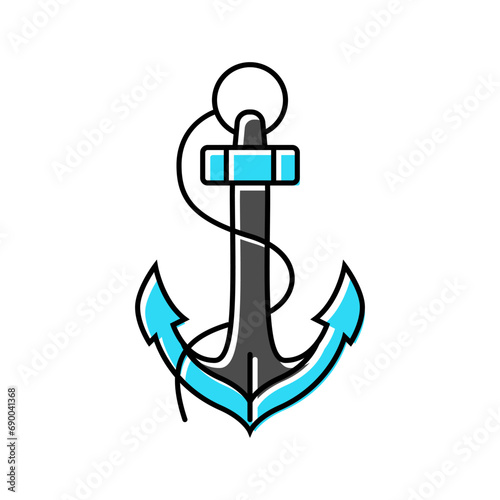 anchor tattoo art vintage color icon vector. anchor tattoo art vintage sign. isolated symbol illustration