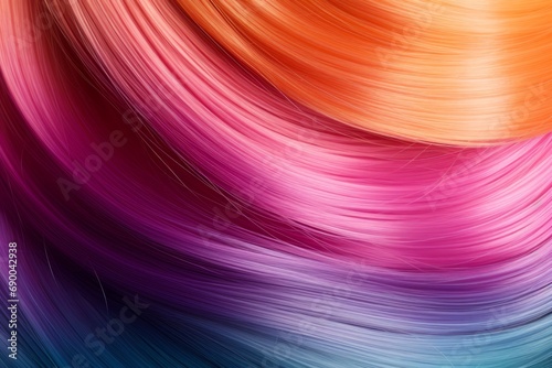 Rainbow colored wavy long shiny hair texture. Trendy hair coloring concept.