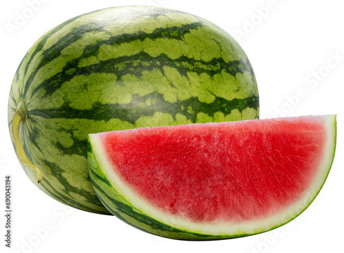 Quadro em tela Fresh Watermelon isolated on white background, Giant Seedless Watermelon isolated on white with clipping path