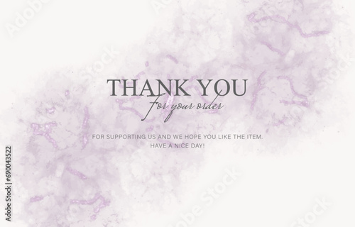 thank you card with abstract purple watercolor design
