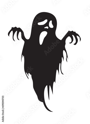 A terrifying ghost on a white background in illustrator