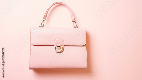 Fashion handbags on pale pink background