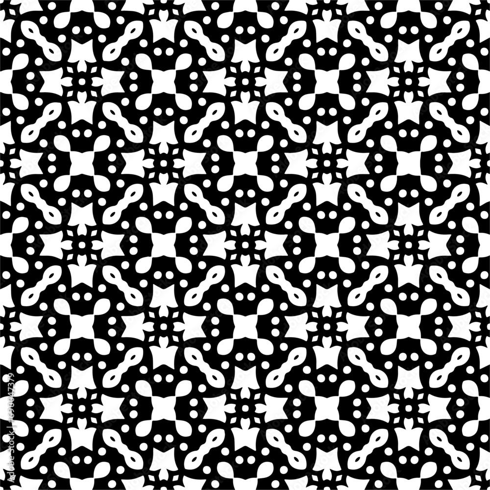 Wallpaper with Seamless repeating pattern.  Black and white pattern . Abstract background. Monochrome texture  for web page, textures, card, poster, fabric, textile.