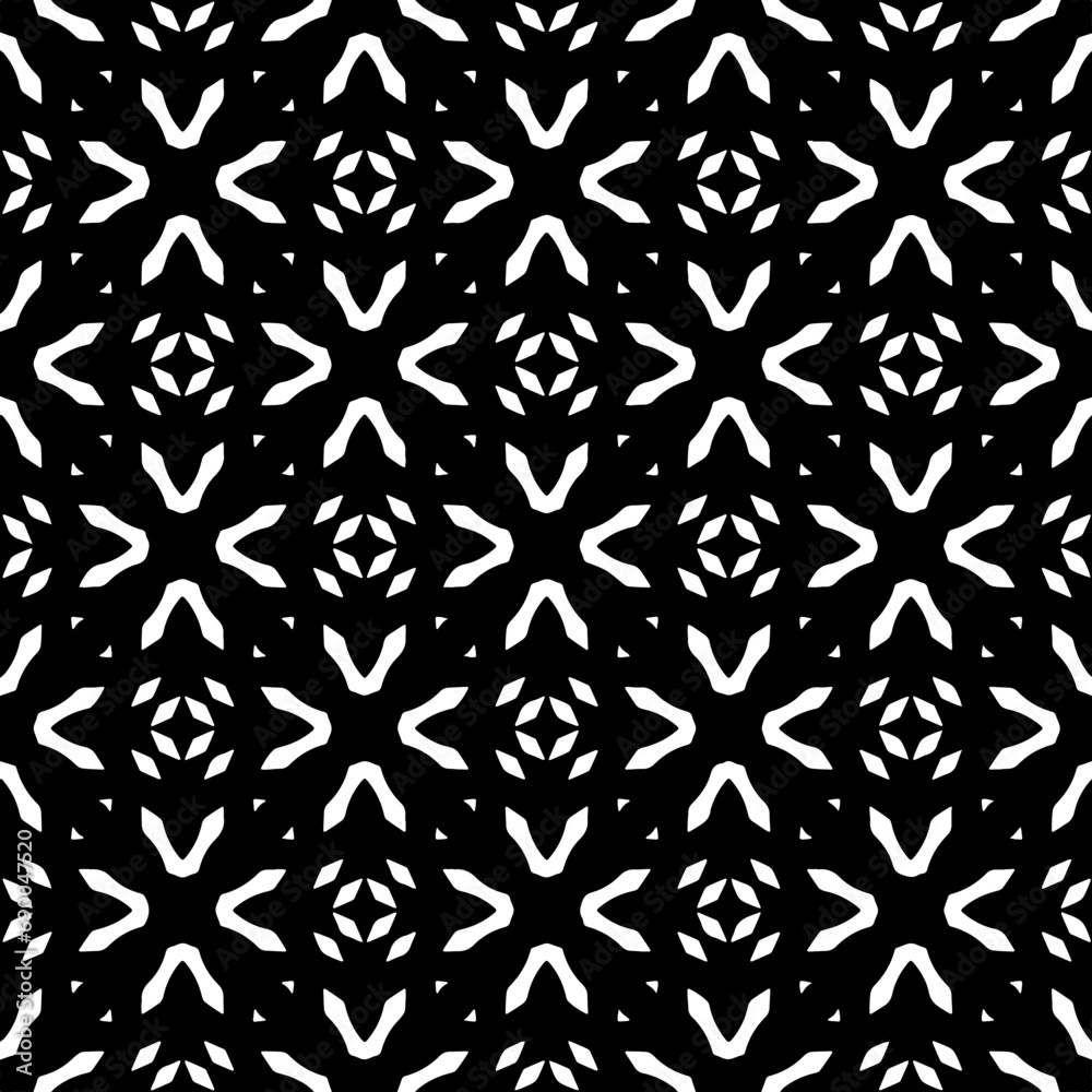 Wallpaper with Seamless repeating pattern.  Black and white pattern . Abstract background. Monochrome texture  for web page, textures, card, poster, fabric, textile.