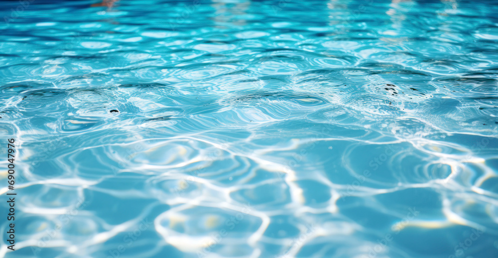 blue water in pool, closeup of a swimming pool water