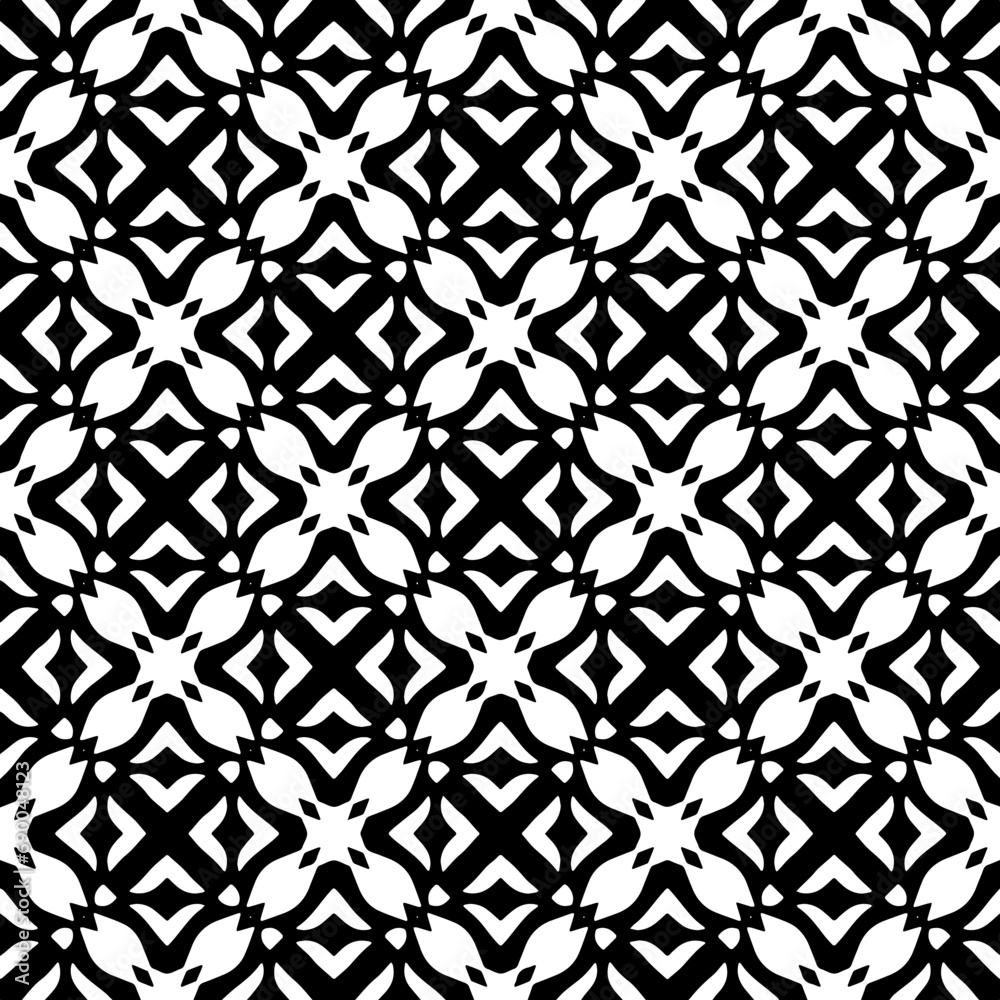 Wallpaper with Seamless repeating pattern.  Black and white pattern . Abstract background. Monochrome texture  for web page, textures, card, poster, fabric, textile.