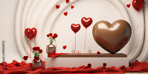 valantine day decoration with heart shaped  baloons  photo