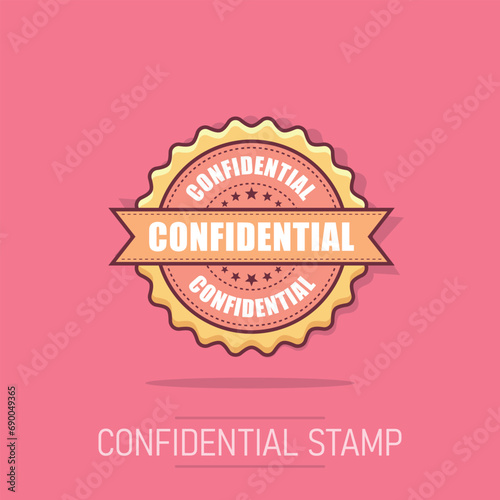 Confidential grunge rubber stamp. Vector illustration on white background. Business concept confidential secret stamp pictogram.