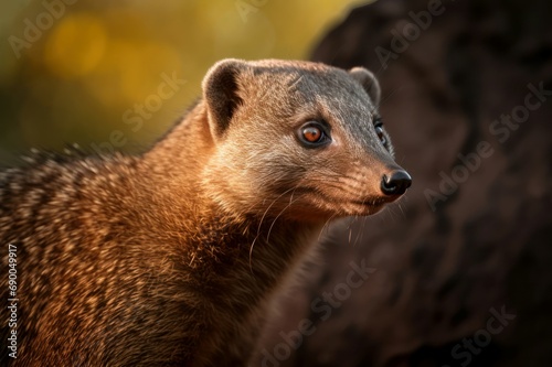 Mongoose animal from south Africa. Wildlife furry animal predator carnivore creature. Generate ai