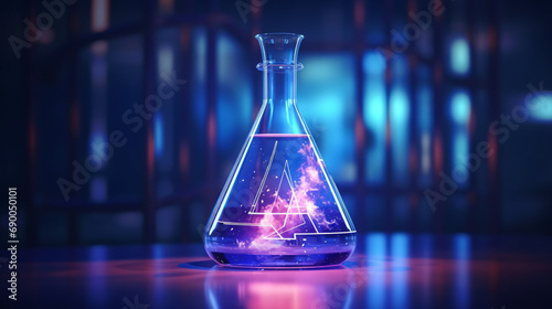 Glowing chemical glassware