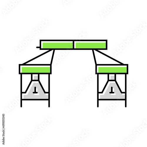 foldable picnic table glamping color icon vector. foldable picnic table glamping sign. isolated symbol illustration