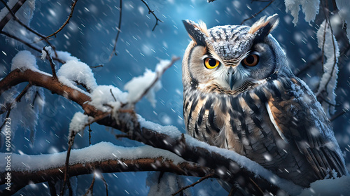 Owl in winter Ai Generative © SK