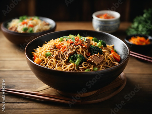 Schezwan veg noodles is a spicy and tasty stir beef fried flat Hakka noodles with sauce