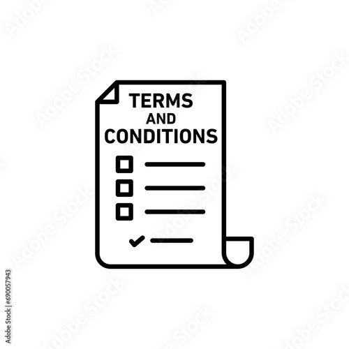 Contract terms and conditions icon. terms and condition or legal rules and regulation document to review and accept symbol set. contract privacy policy vector line logo