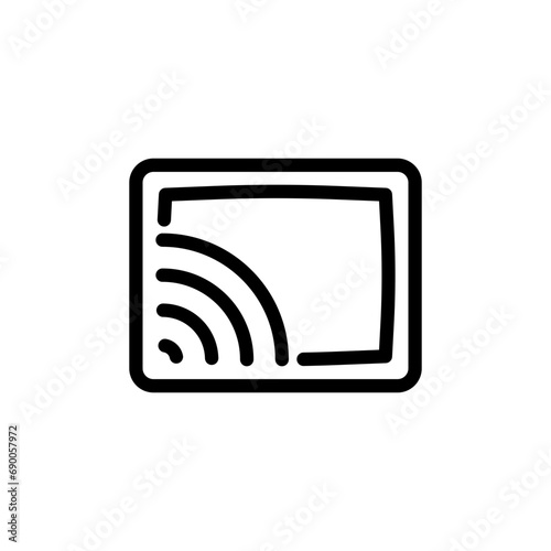 Screencast Icon. mirror multimedia live streaming from smart mobile phone to the tv or television display screen symbol set. Screencast or miracast wireless display vector line logo