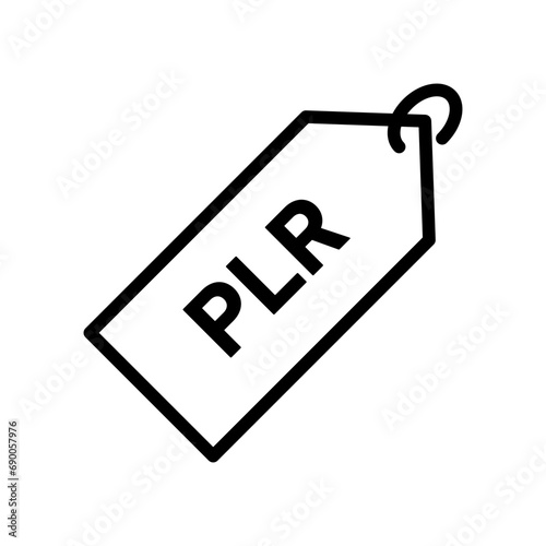 Private Label Rights Icon. PLR patent with intellectual property identification or protection law symbol set. PLR or private label rights of royalty content with copyright vector line logo