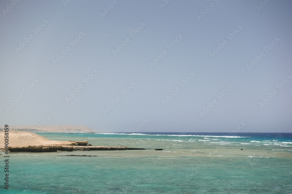 amazing landscape with desert coral reef and the red sea