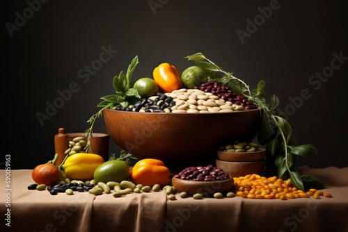 Bountiful Legumes: A Nutrient-Rich Still Life Stock Image