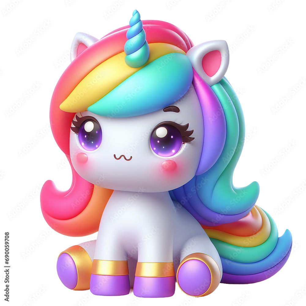 Cute Unicorn Rainbow Color: Isolated on Transparent Background ...