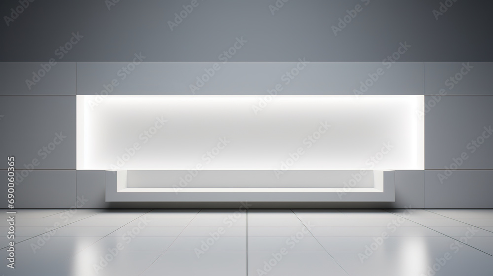 Minimalist mockup with elegant presentation, white panels, hidden lighting and shadow details Minimalist mockup with elegant presentation, white panels, hidden lighting and shadow details
