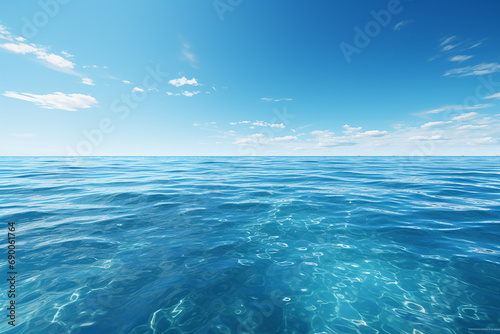 Generative AI Image of Clear Sea Water Background with Bright Sky © heartiny