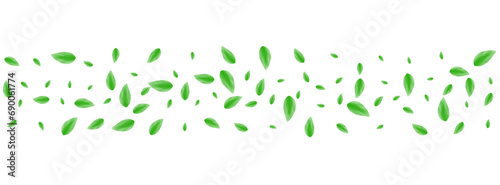 Green Sheet Background White Vector. Plant Figure Texture. Grow Design. Greenish Blend Illustration. Vegetation Subtle.