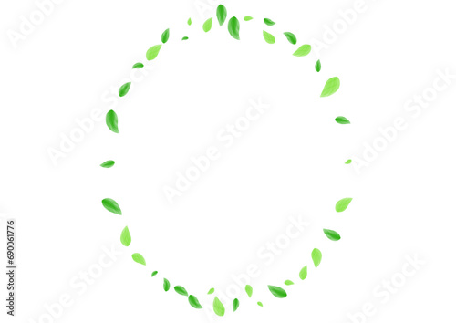 Light Green Greenery Background White Vector. Sheet Realistic Illustration. Shape Frame. Green Growing Texture. Leaves Copy.