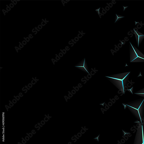 Obsidian Polygon Background Black Vector. Onyx Triangle Vertex. Triangular Fiber Card. Dark Nice Texture.
