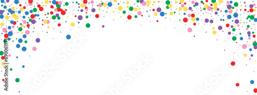 Colorful Polka Background White Vector. Geometric Celebrate Card. Bright Fest. Rainbow Dot Graphic. Round Group Texture.