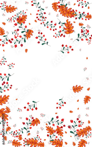 Burgundy Leaves Background White Vector. Leaf Decorative Frame. Pink Herb Vibrant. Label Illustration. Rowan Nature. © Vlada Balabushka