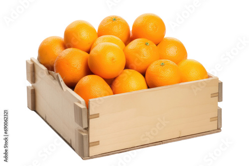 Orange Harvest: A Crate Overflowing with Fresh Clementines isolated on transparent background