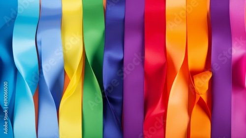 LGBT background. LGBT+ ribbons in rainbow colors. Diversity and equal rights. 