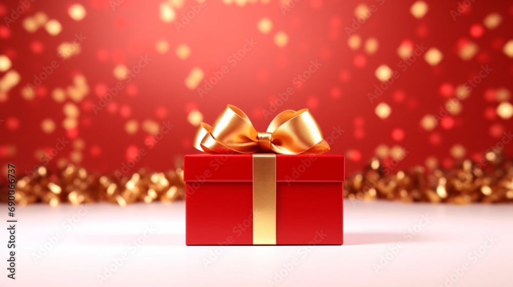 charismas gift box with golden ribbon. generative ai charismas gift box with golden ribbon. generative ai